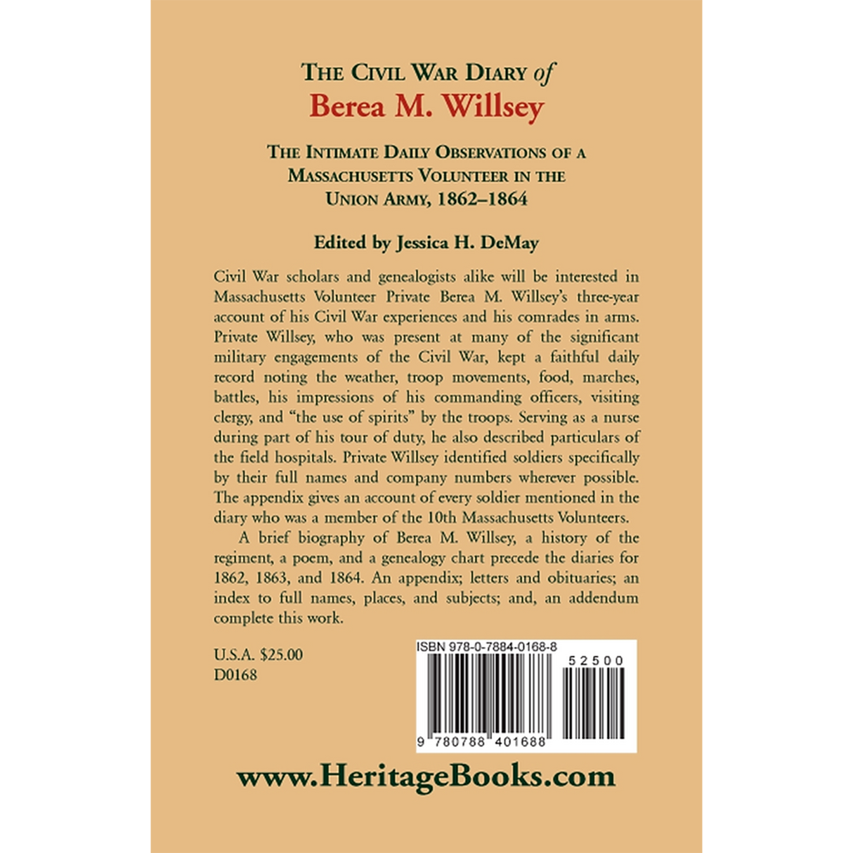 The Civil War Diary of Berea M. Willsey back cover