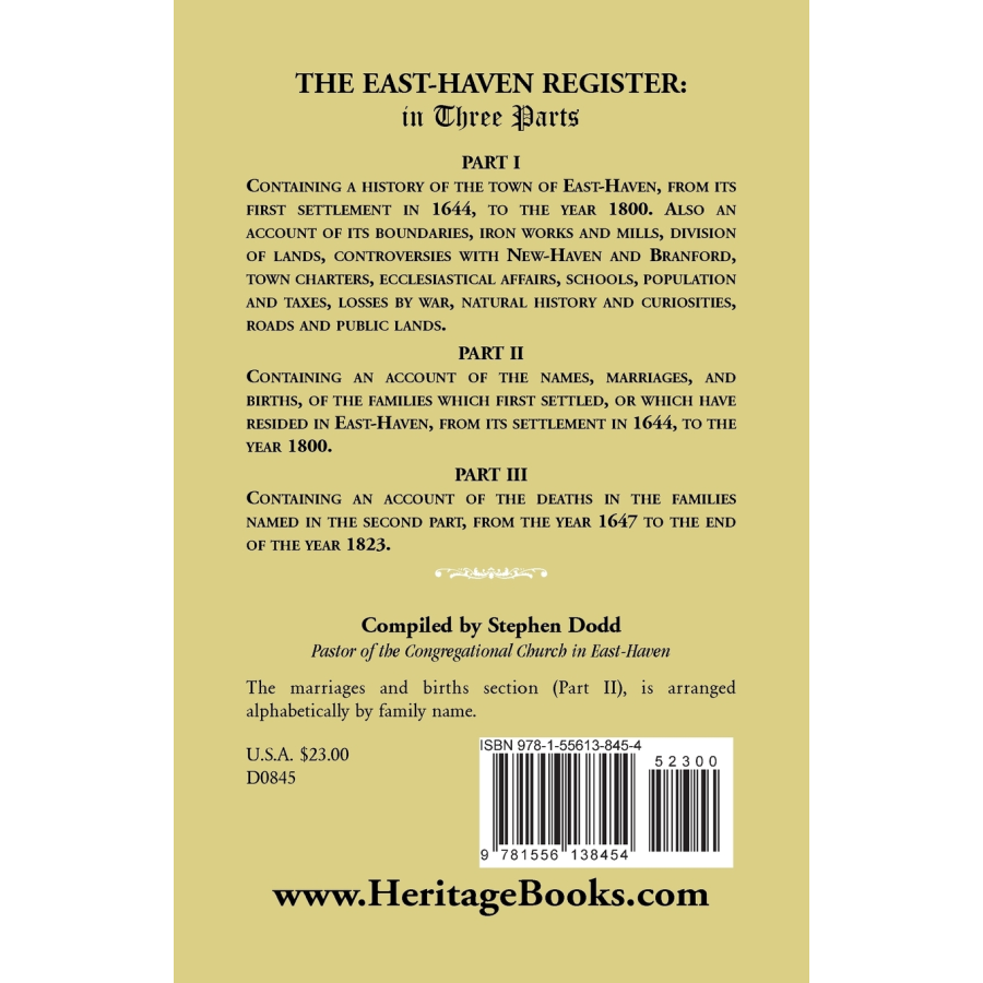 The East Haven Register: in Three Parts back cover