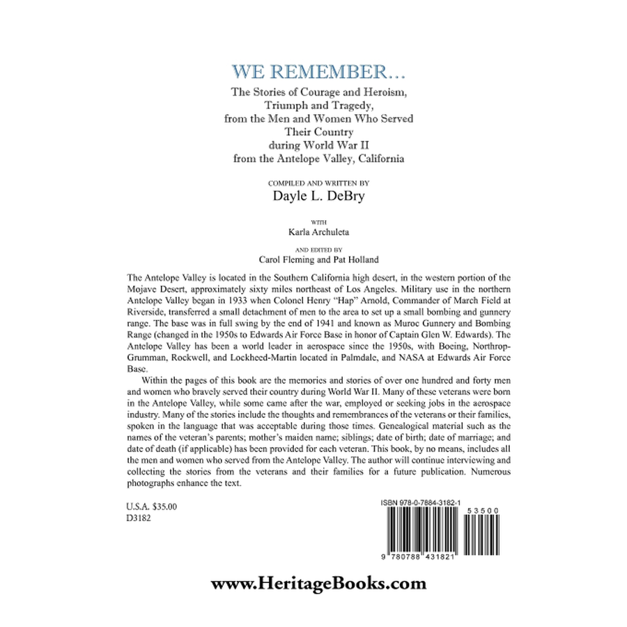 We Remember back cover