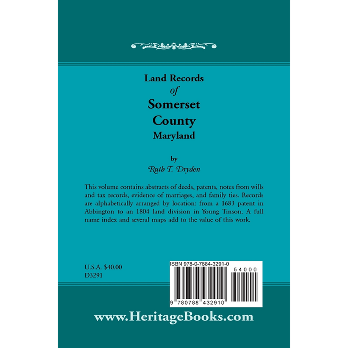 Land Records of Somerset County, Maryland back cover