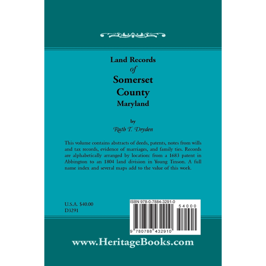 Land Records of Somerset County, Maryland back cover