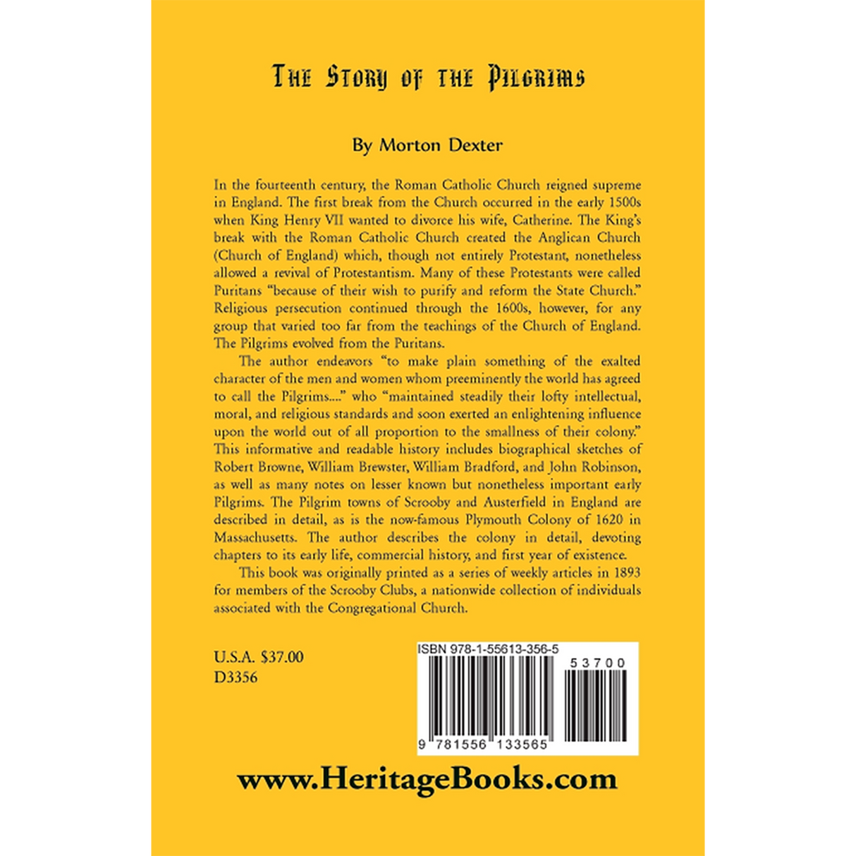 The Story of the Pilgrims back cover