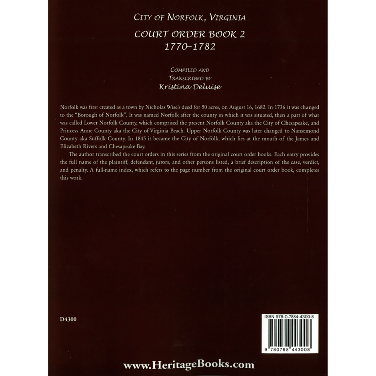 City of Norfolk, Virginia Court Order Book 2, 1770-1782 back cover
