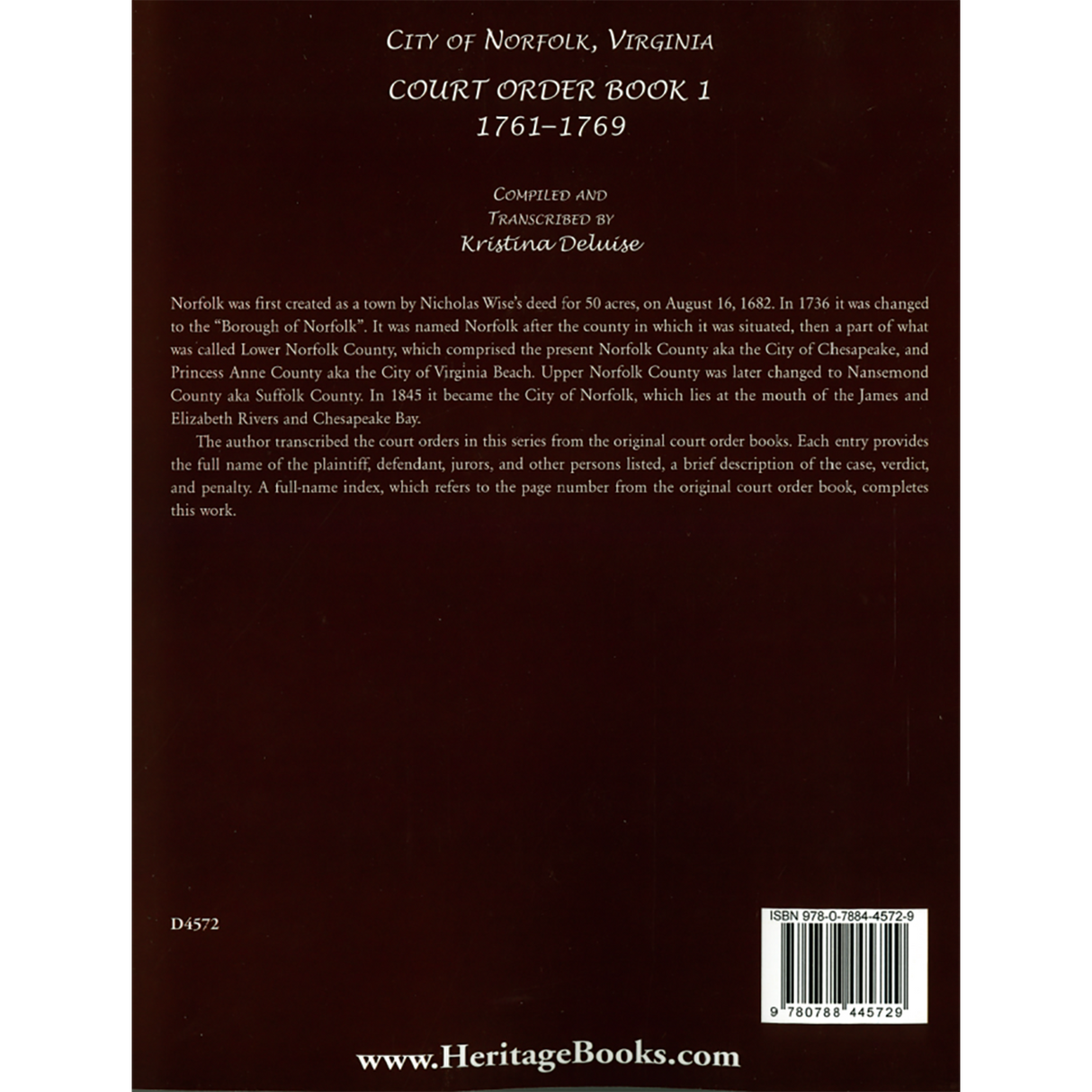 City of Norfolk, Virginia Court Order Book 1, 1761-1769 back cover