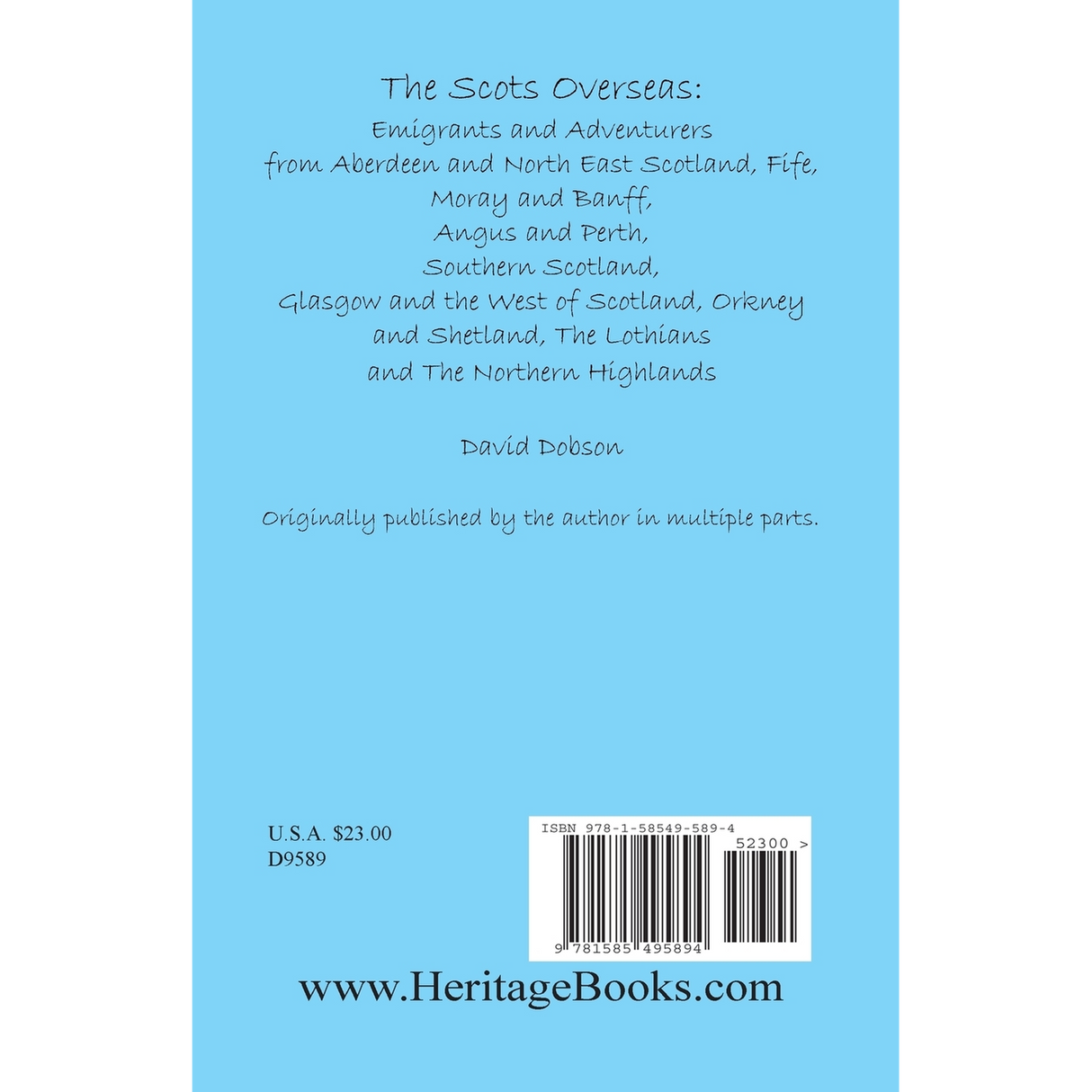 The Scots Overseas: Emigrants and Adventurers back cover