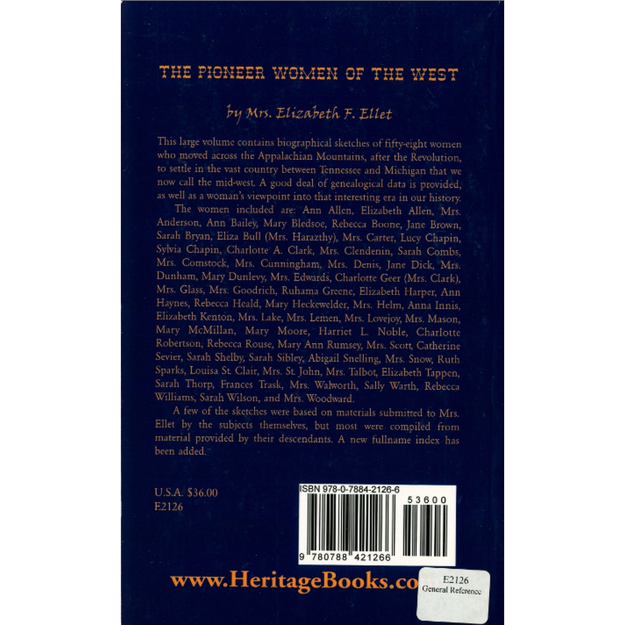 The Pioneer Women of the West back cover