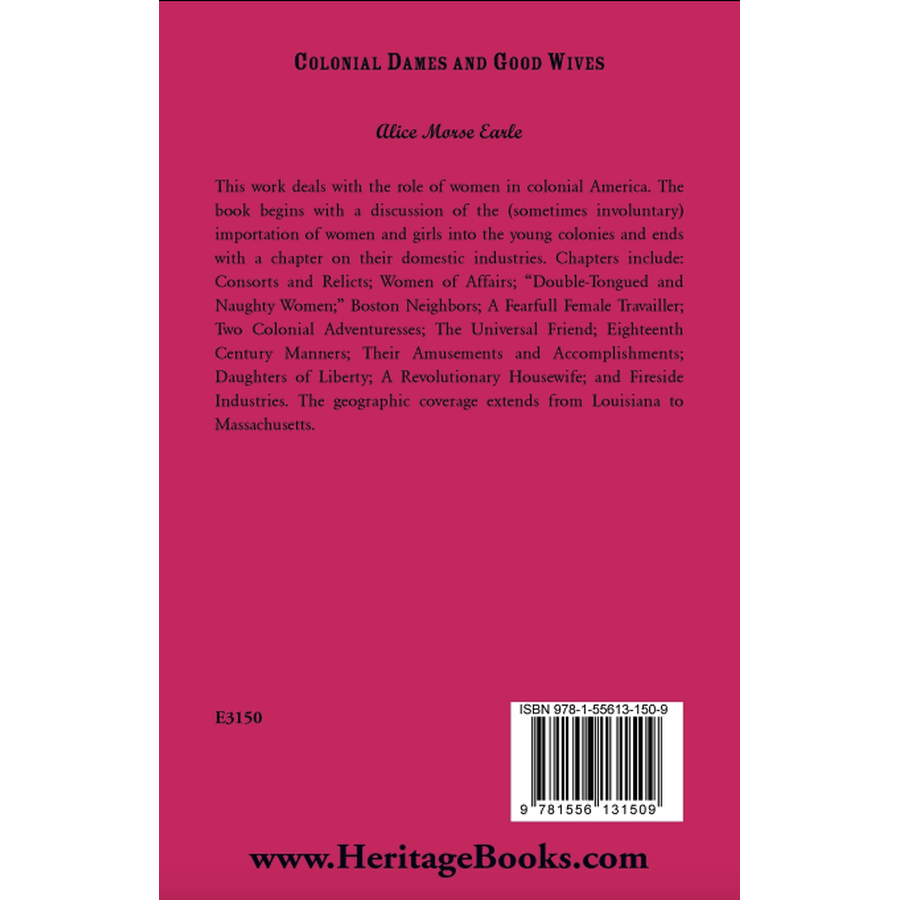 Colonial Dames and Goodwives back cover