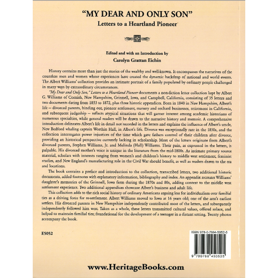 "My Dear and Only Son": Letters to a Heartland Pioneer back cover