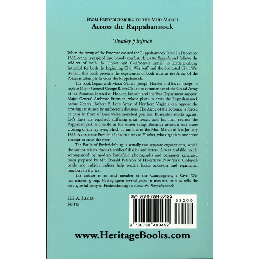 From Fredericksburg to the Mud March: Across the Rappahannock back cover