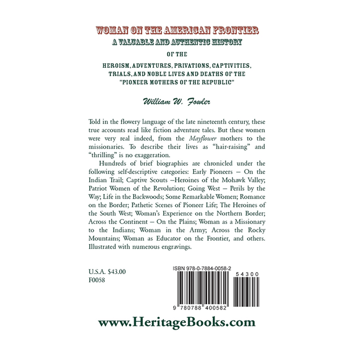 Woman on the American Frontier back cover