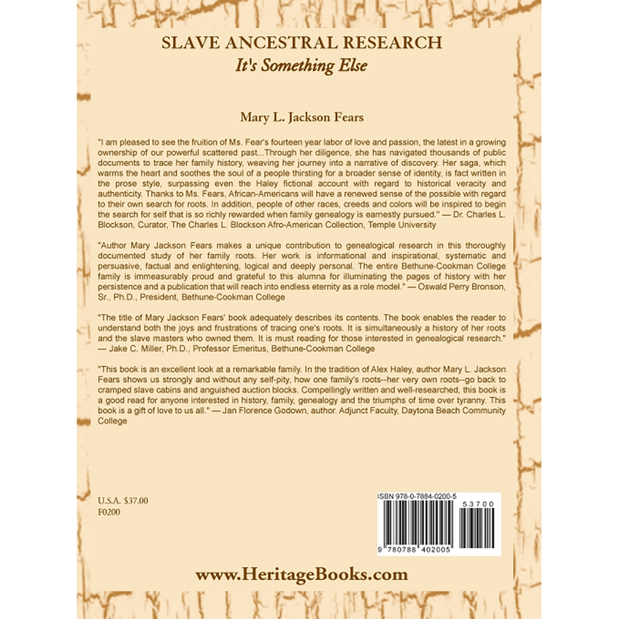 Slave Ancestral Research: It's Something Else back cover