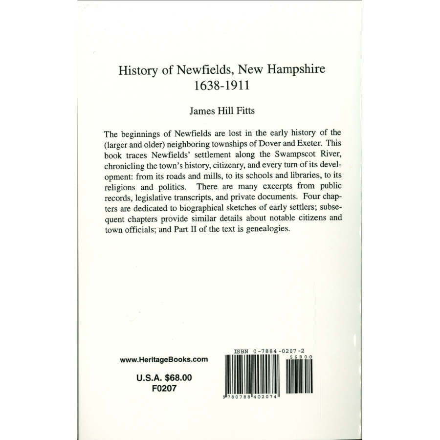 History of Newfields, New Hampshire, 1638-1911, Volume One and Two back cover