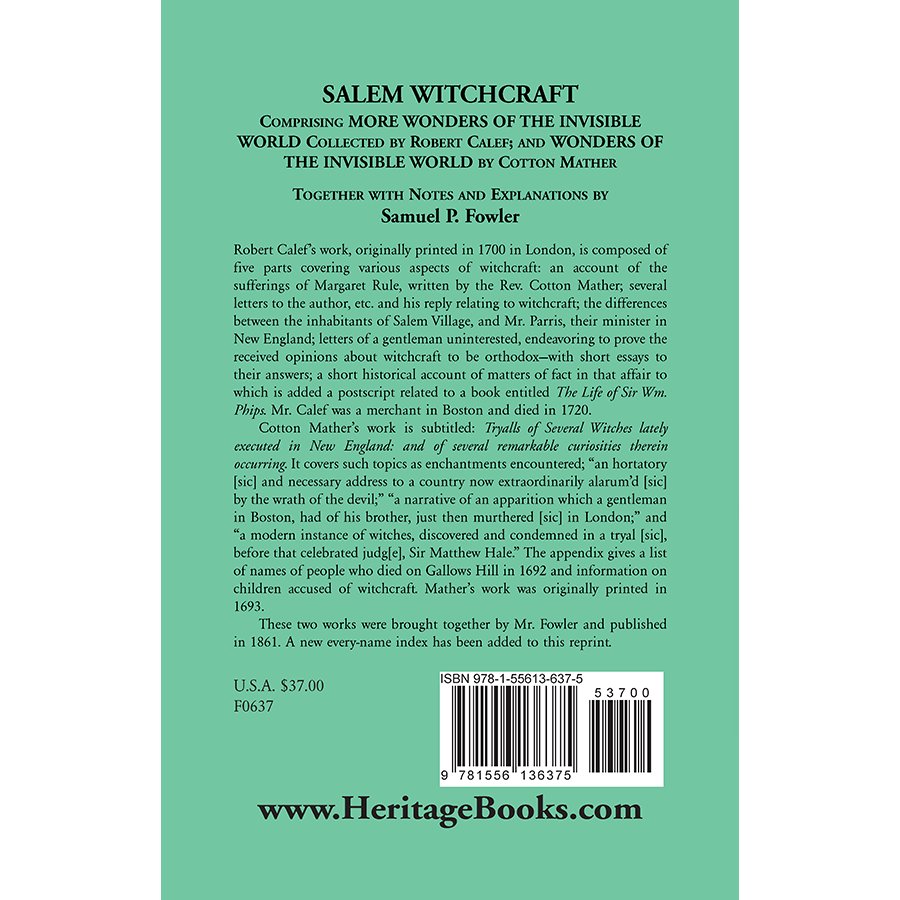 Salem Witchcraft back cover