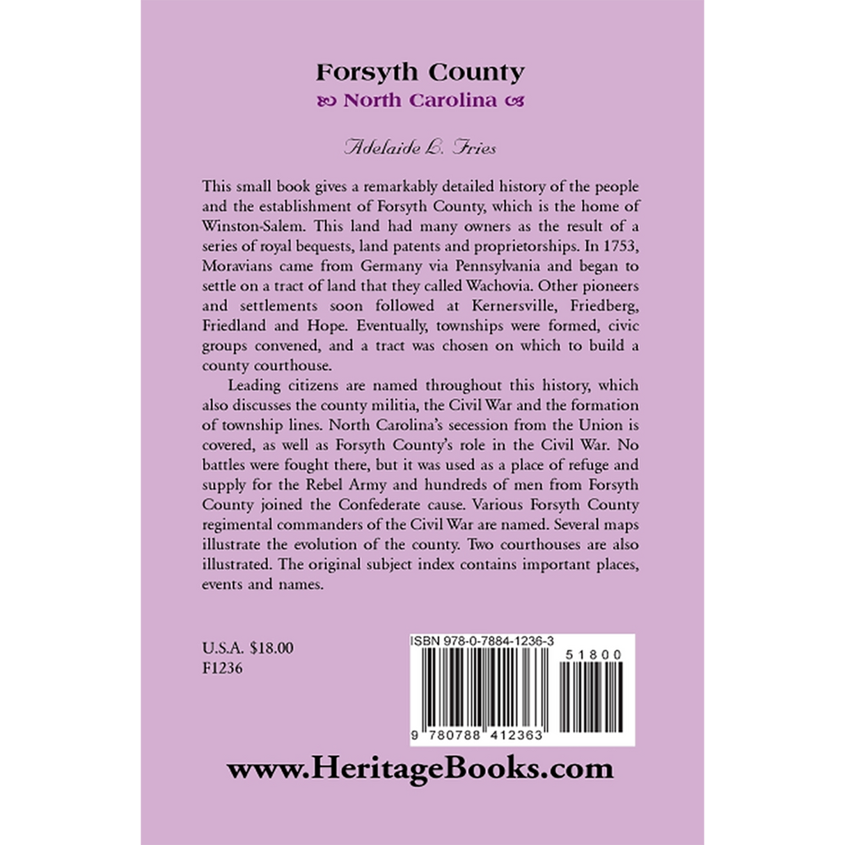 Forsyth County (North Carolina) back cover