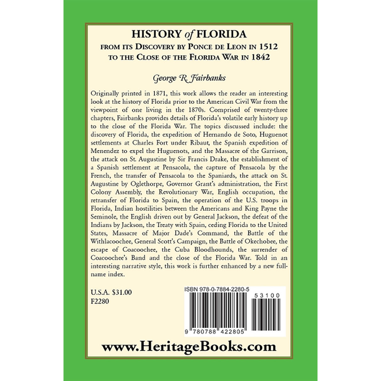 History of Florida back cover
