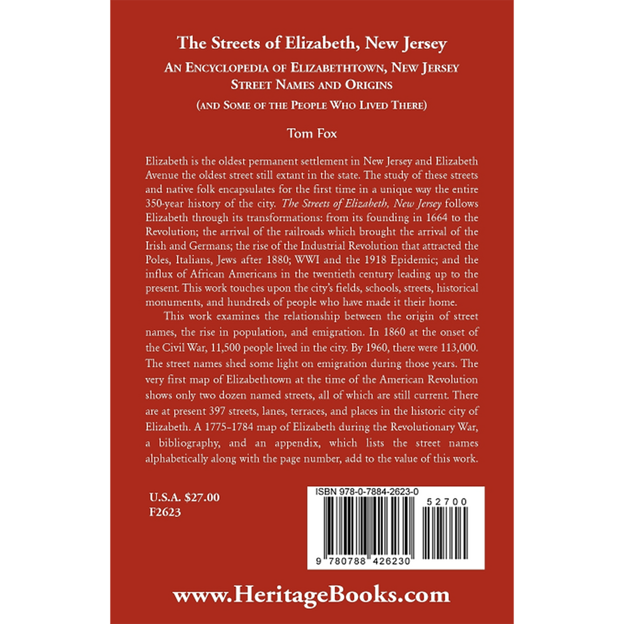 The Streets of Elizabeth, New Jersey back cover