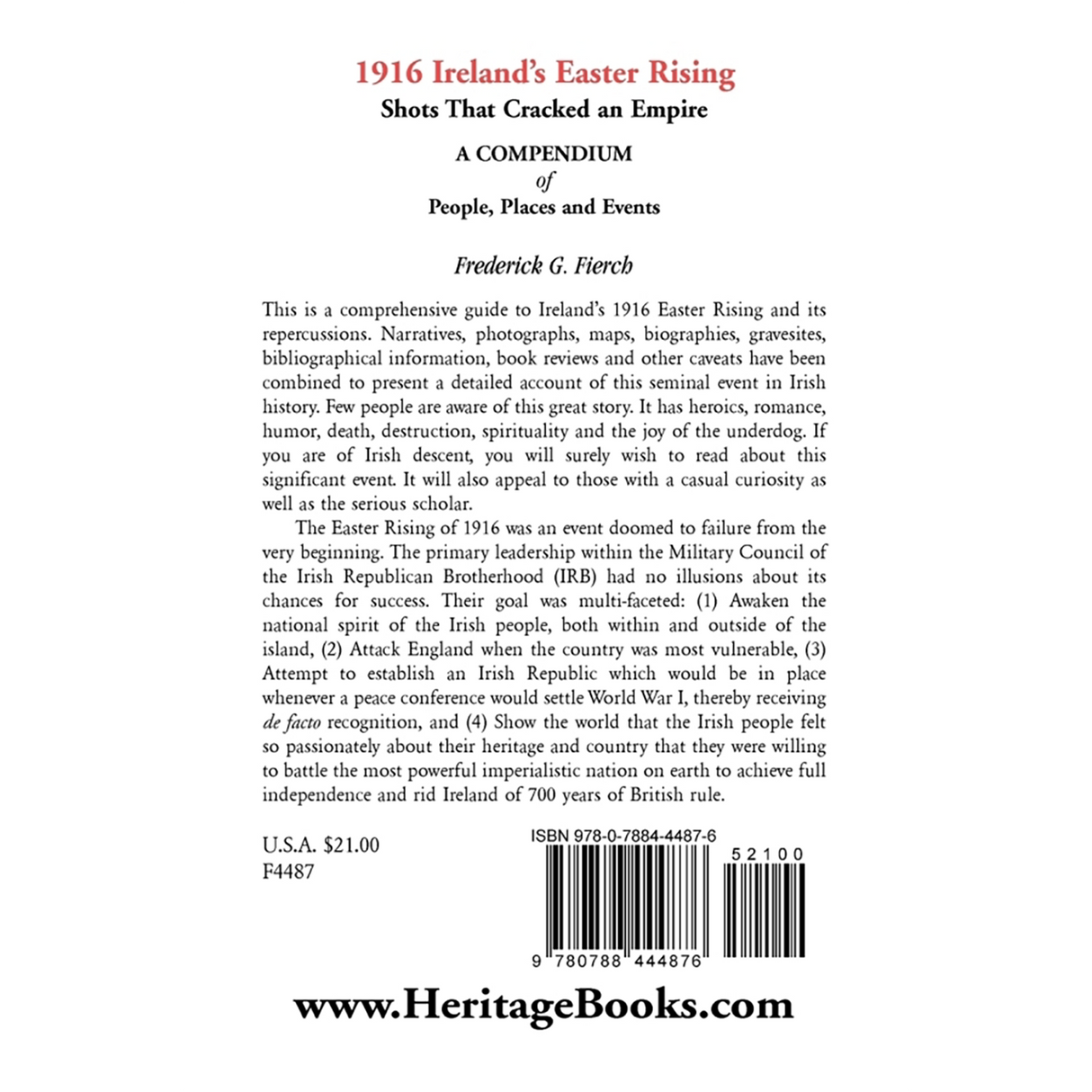 1916 Ireland's Easter Rising, Shots that Cracked an Empire: A Compendium of People, Places and Events back cover