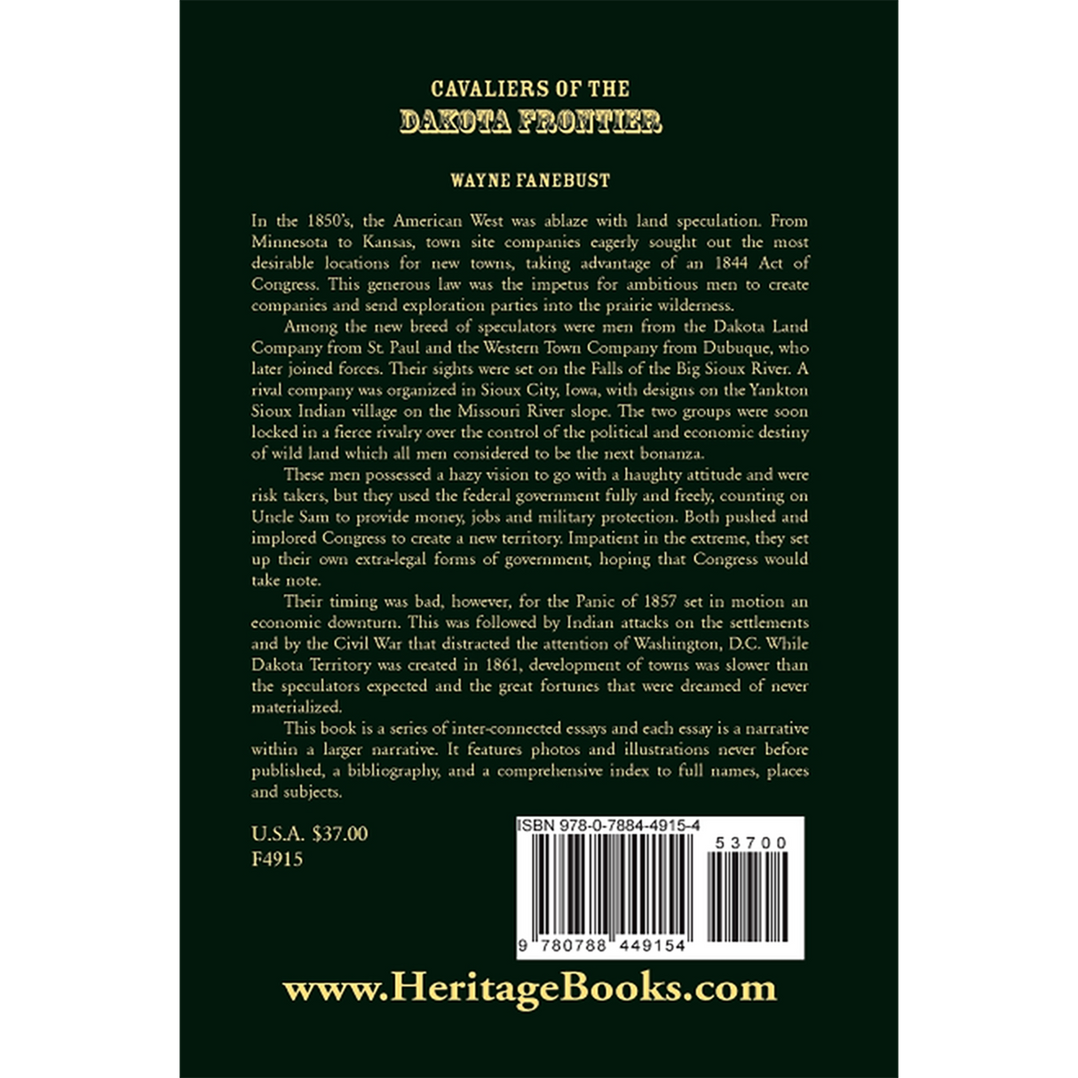 Cavaliers of the Dakota Frontier back cover