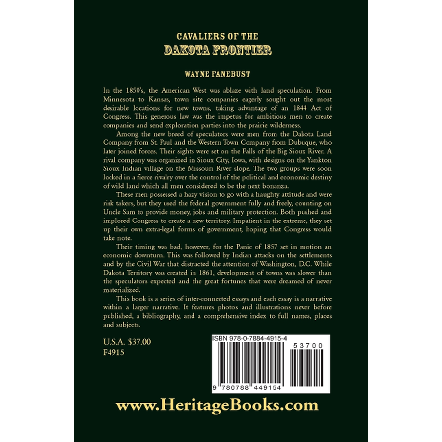 Cavaliers of the Dakota Frontier back cover