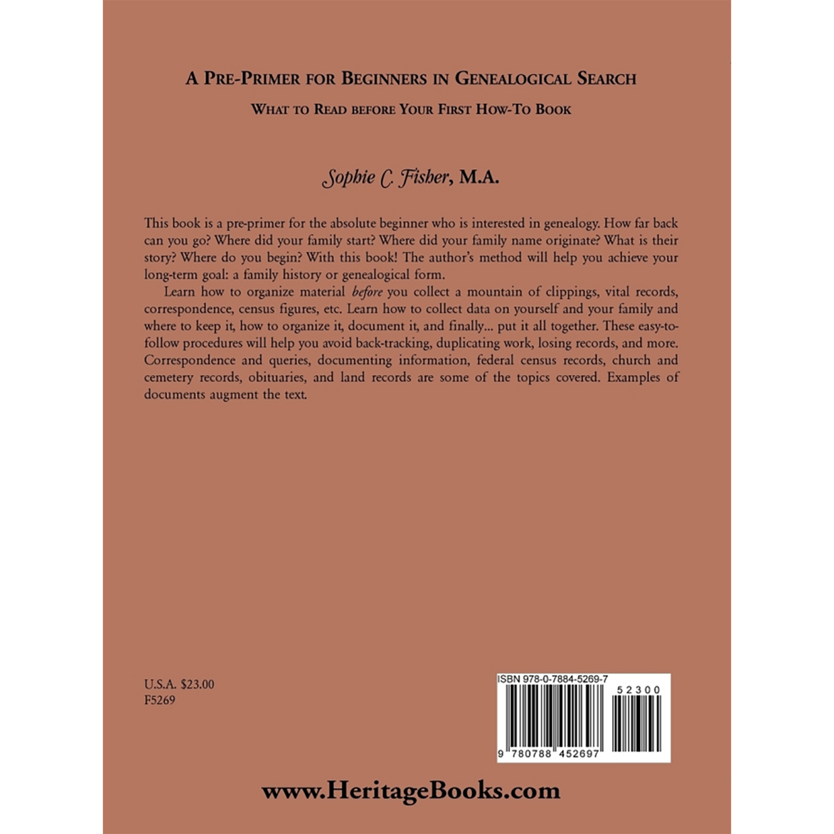 A Pre-Primer for Beginners in Genealogical Search: What to Read before Your First How-To Book back cover
