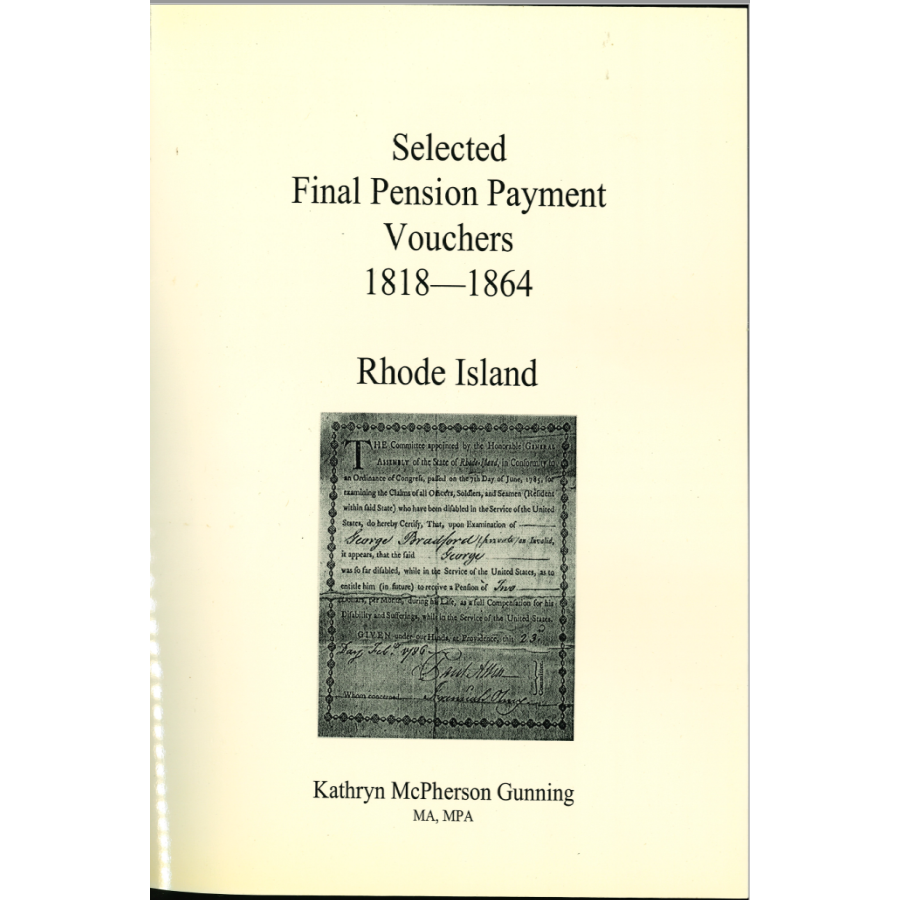 Selected Final Pension Payment Vouchers, 1818-1864: Rhode Island