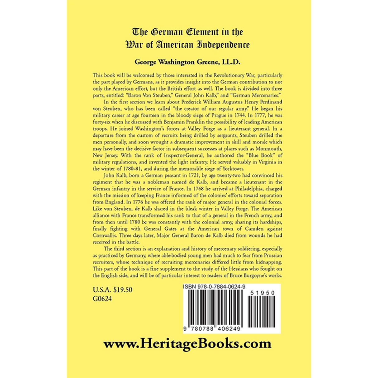 The German Element in the War of American Independence back cover