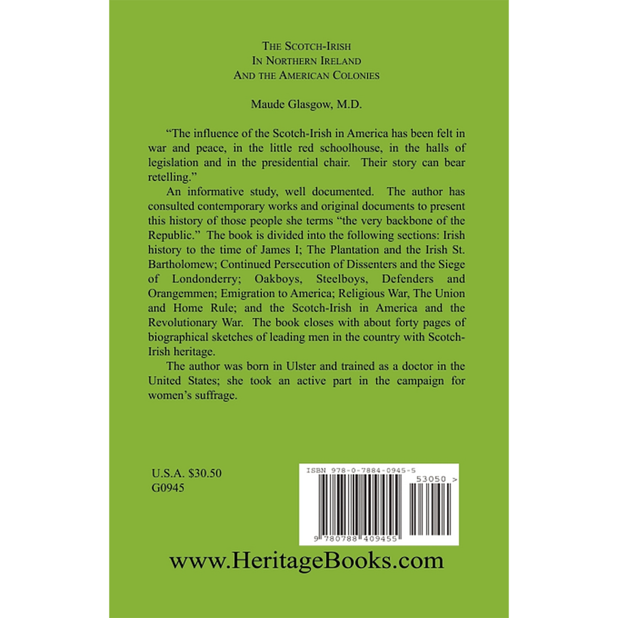 The Scotch-Irish in Northern Ireland and the American Colonies back cover