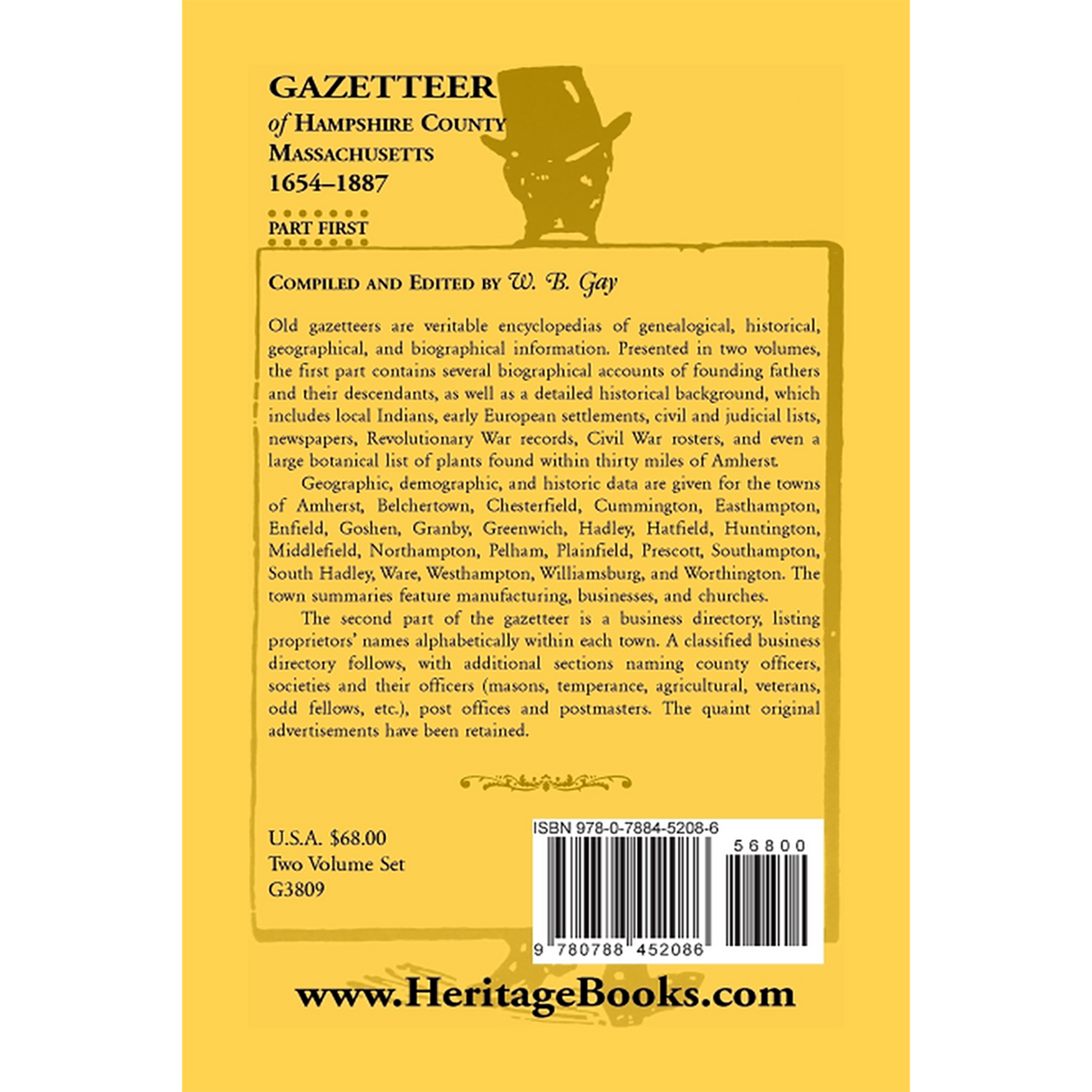 Gazetteer of Hampshire County, Massachusetts, 1654-1887, Volume 1 back cover