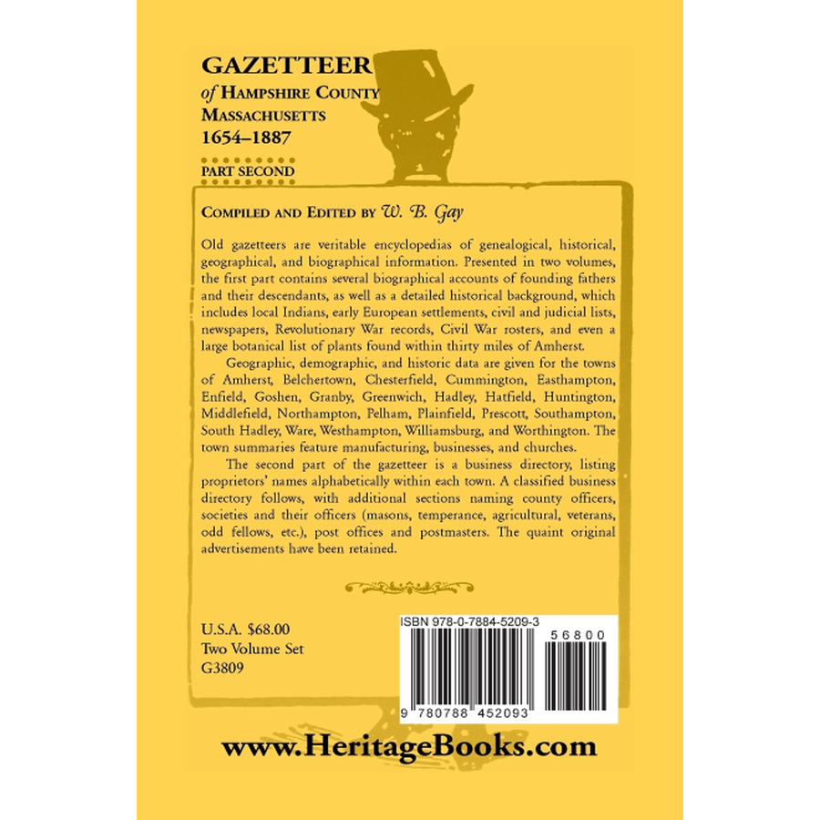 Gazetteer of Hampshire County, Massachusetts, 1654-1887, Volume 2 back cover