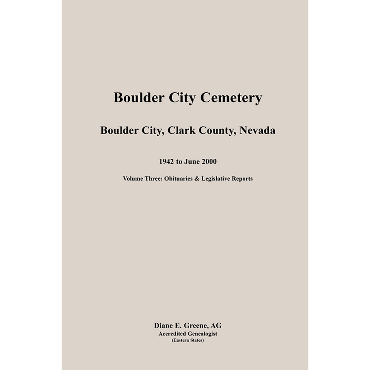 Boulder City, Cemetery, Volume 3