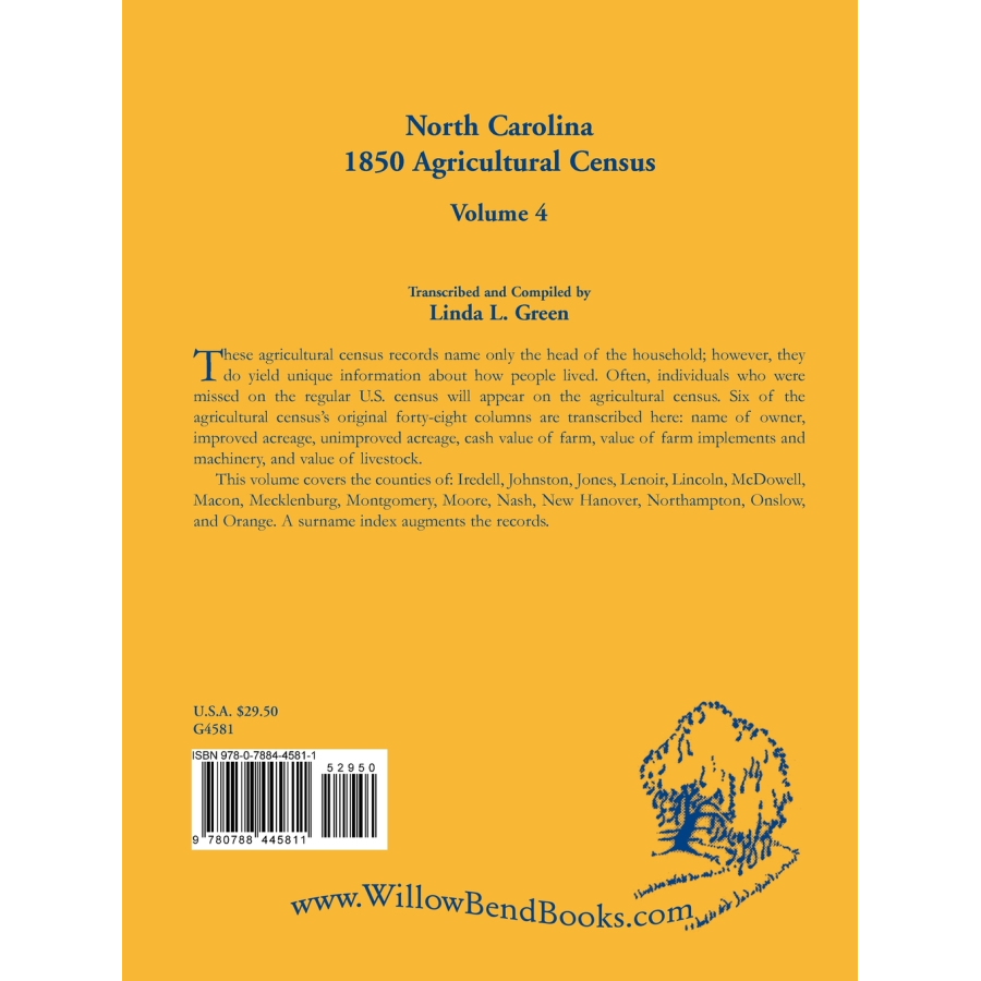 North Carolina 1850 Agricultural Census, Volume 4 back cover