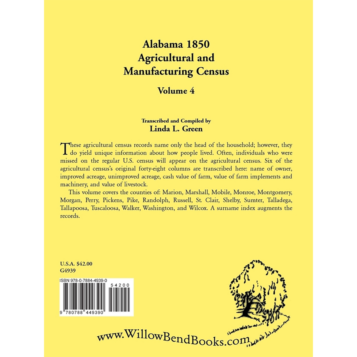 Alabama 1850 Agricultural and Manufacturing Census, Volume 4 back cover