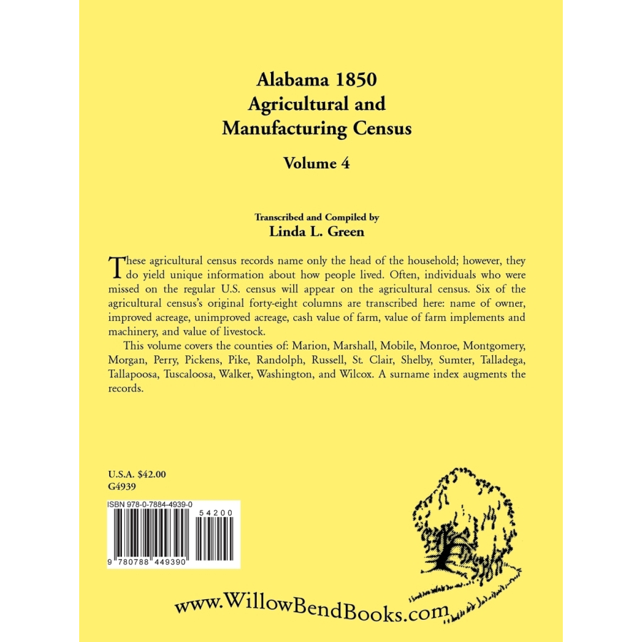 Alabama 1850 Agricultural and Manufacturing Census, Volume 4 back cover