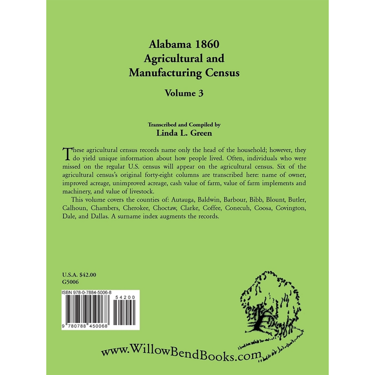 Alabama 1860 Agricultural and Manufacturing Census, Volume 3 back cover