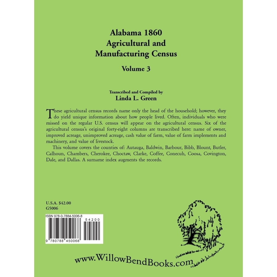 Alabama 1860 Agricultural and Manufacturing Census, Volume 3 back cover