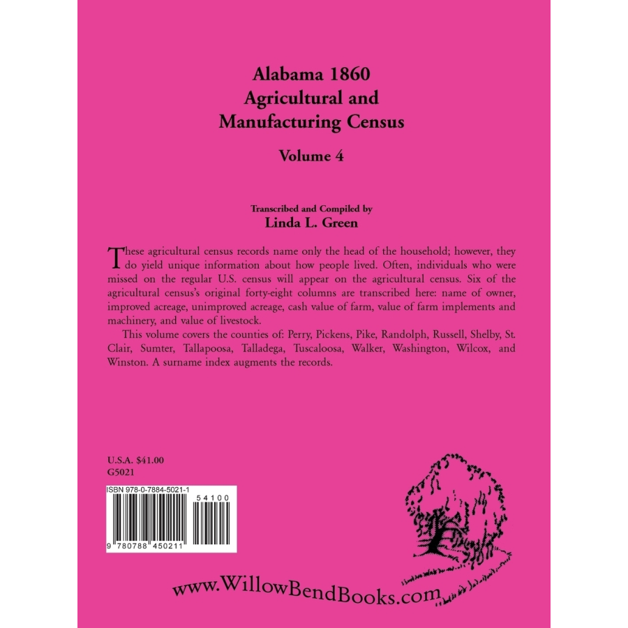 Alabama 1860 Agricultural and Manufacturing Census, Volume 4 back cover