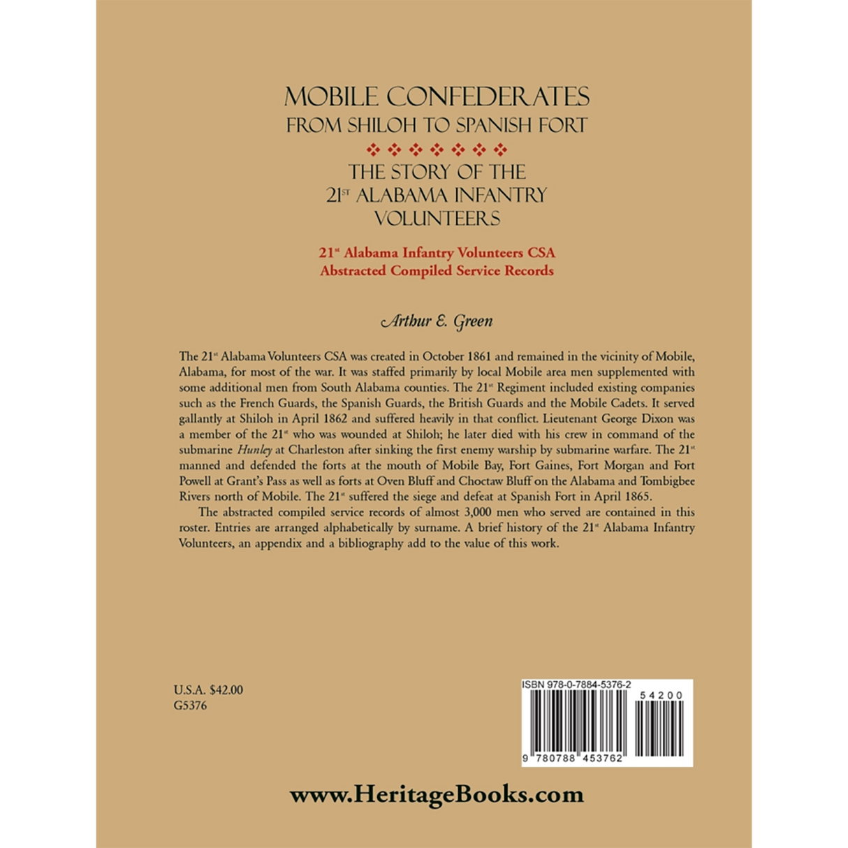 Mobile Confederates From Shiloh to Spanish Fort: The Story of the 21st Alabama Infantry Volunteers back cover