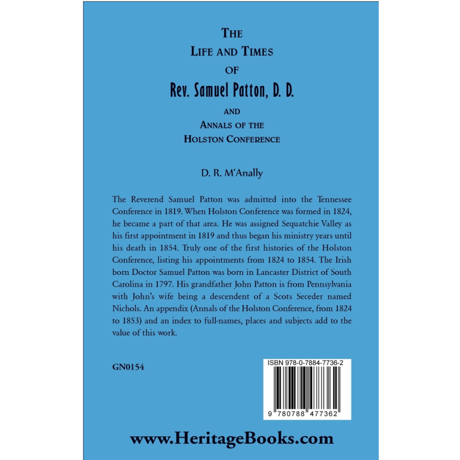 The Life and Times of Rev. Samuel Patton back cover