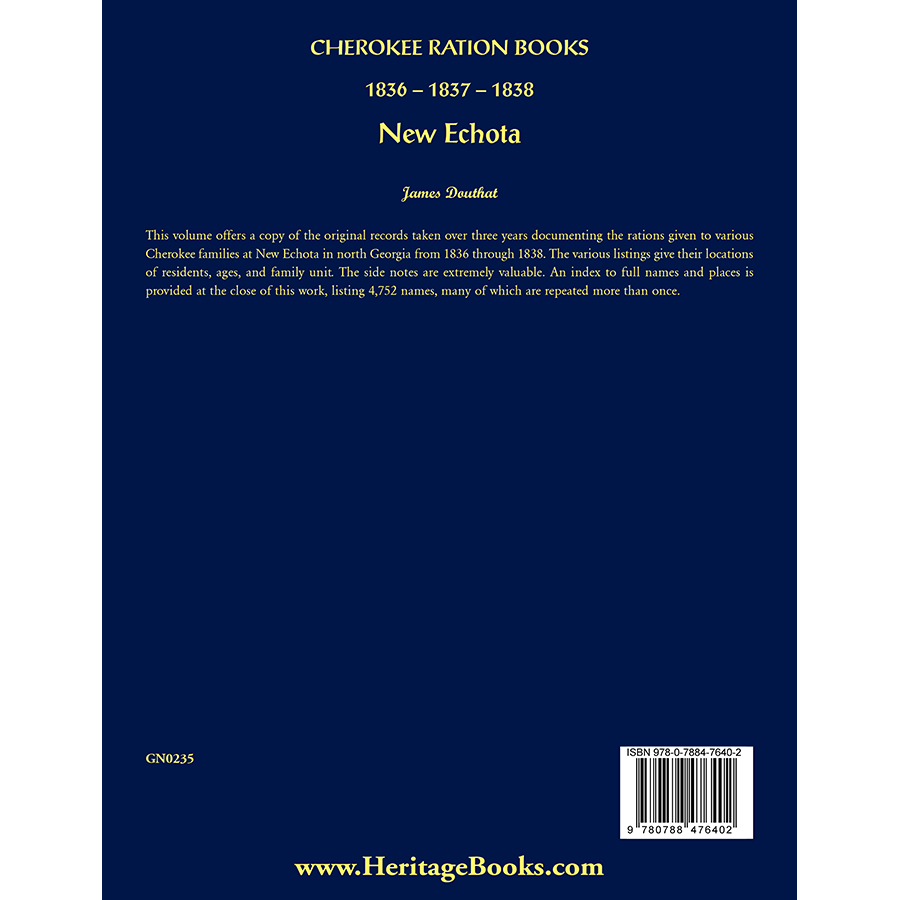 Cherokee Ration Books, 1836-1837-1838, New Echota