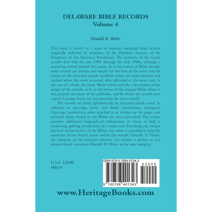 Delaware Bible Records, Volume 4 back cover
