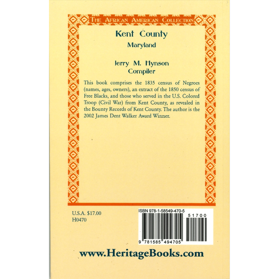 The African American Collection: Kent County, Maryland back cover