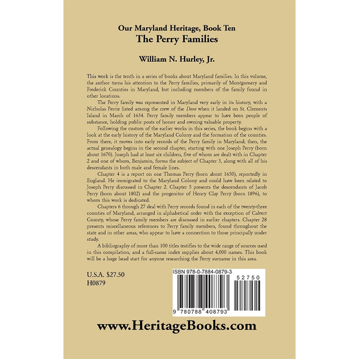 Our Maryland Heritage, Book 10: The Perry Families back cover