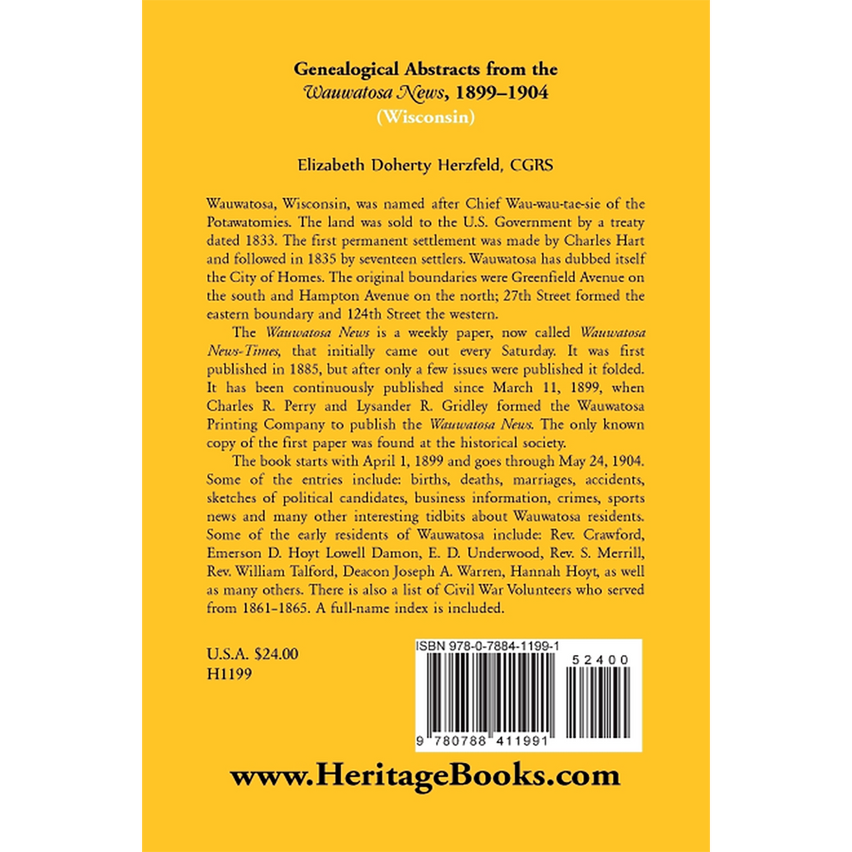 Genealogical Abstracts from the Wauwatosa News, 1899-1904 (Wisconsin) back cover