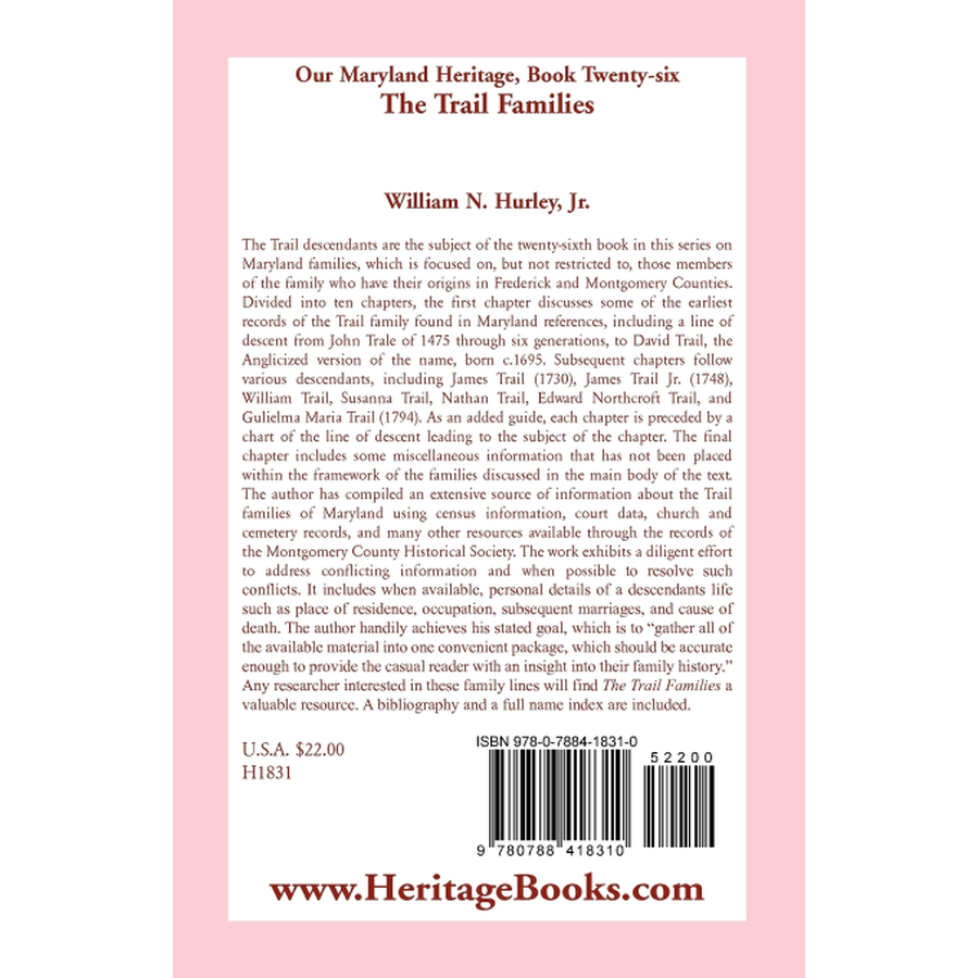 Our Maryland Heritage, Book 26: The Trail Families back cover