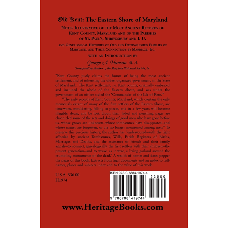 Old Kent: The Eastern Shore of Maryland back cover