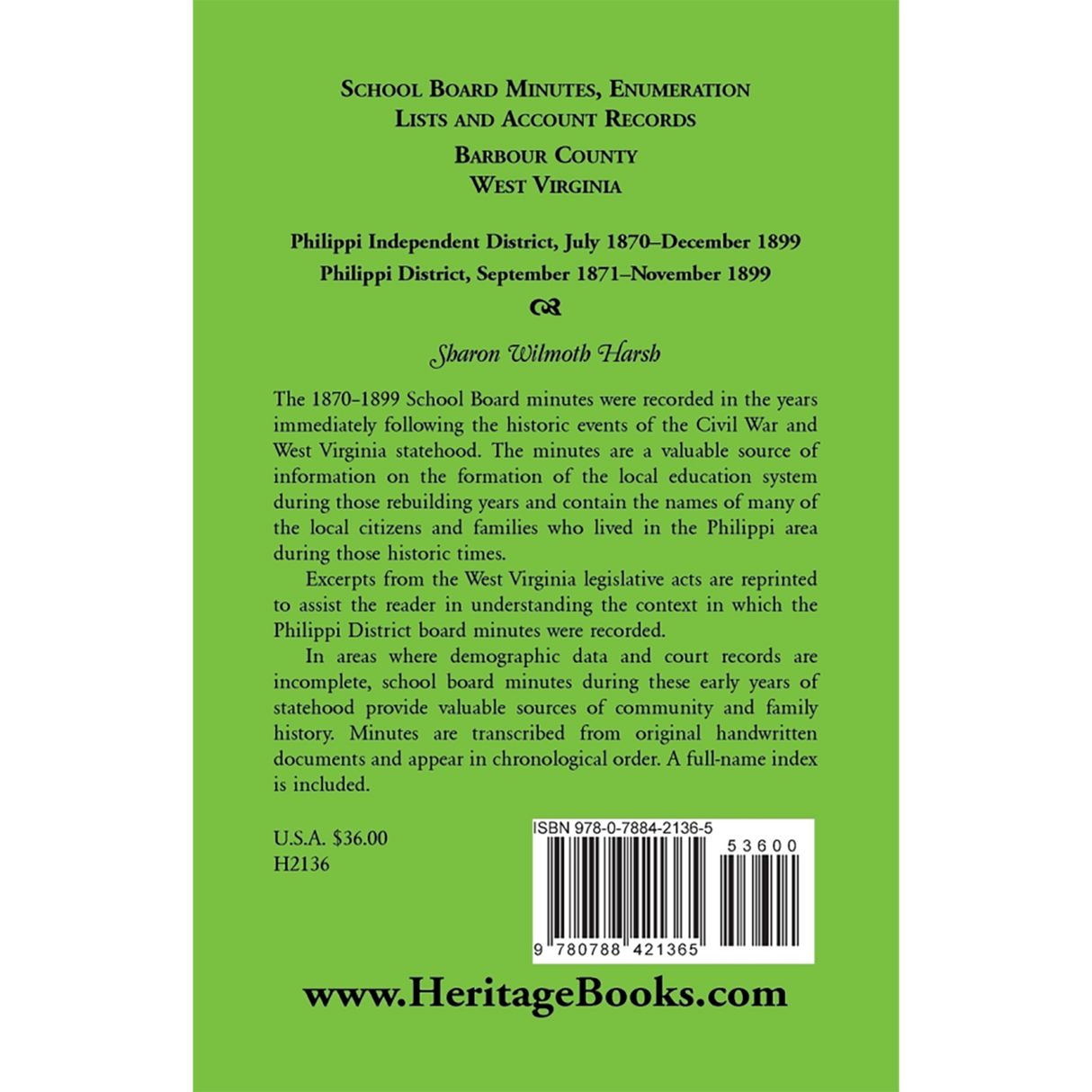 School Board Minutes, Enumeration Lists and Account Records, Barbour County, West Virginia back cover