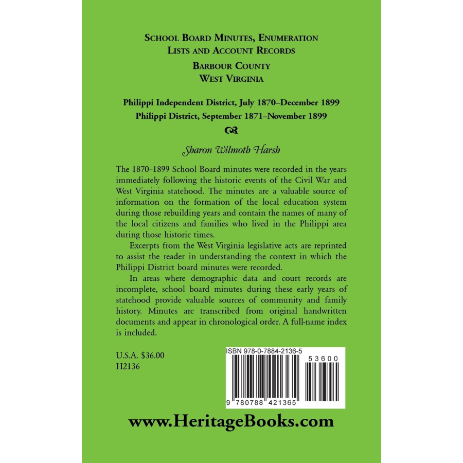 School Board Minutes, Enumeration Lists and Account Records, Barbour County, West Virginia back cover