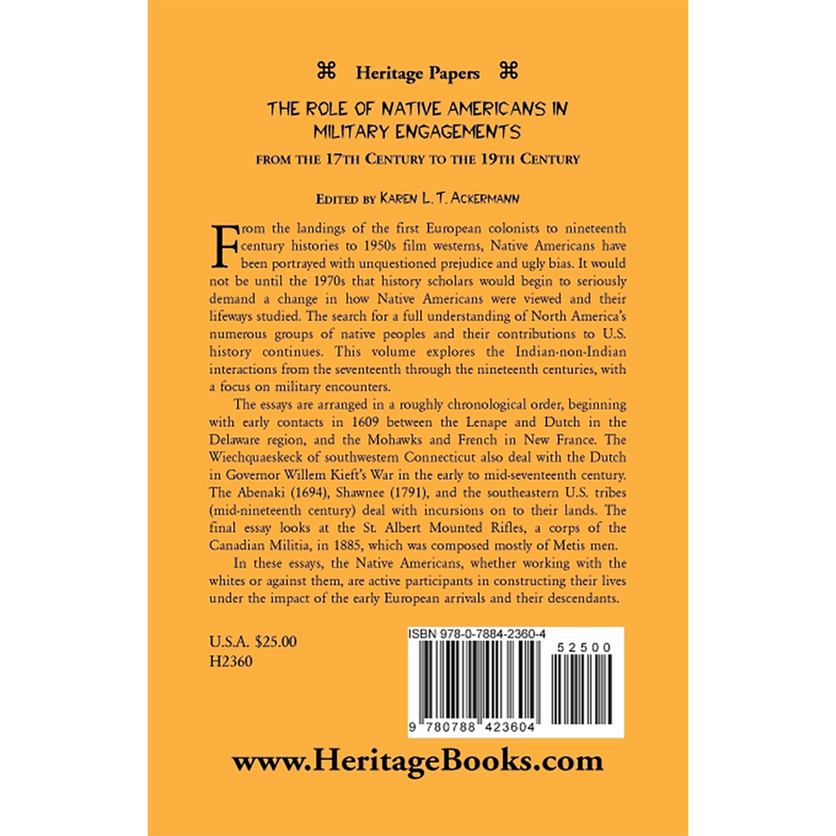 The Role of Native Americans in Military Engagements From the 17th Century to the 19th Century back cover