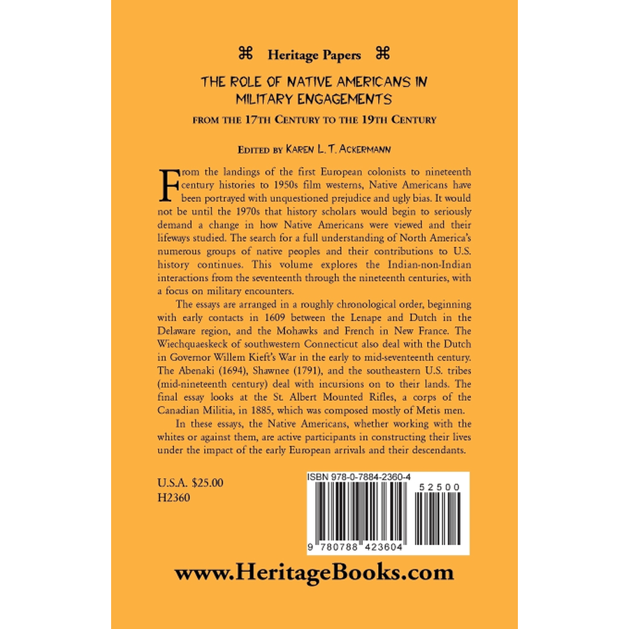 The Role of Native Americans in Military Engagements From the 17th Century to the 19th Century back cover