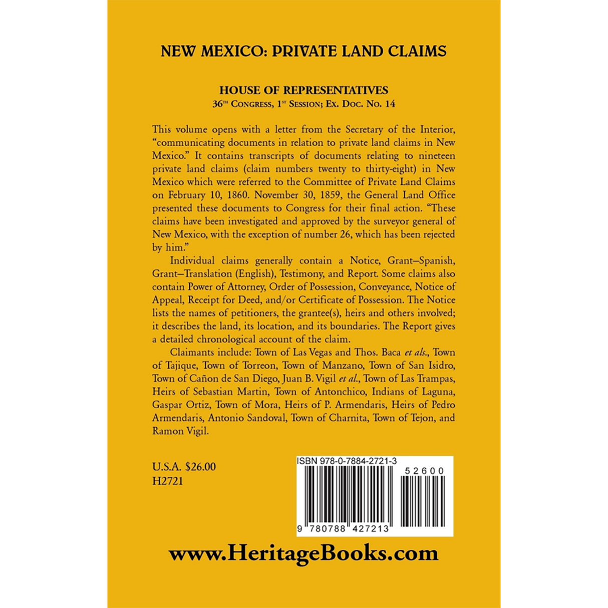 New Mexico Private Land Claims back cover